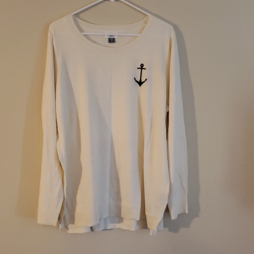 White anchor sweater